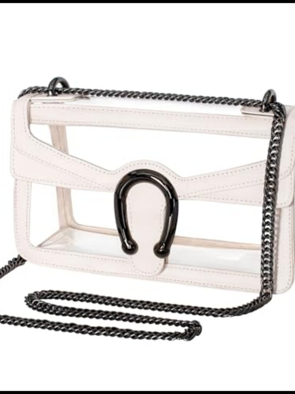 Small Clear PVC Hobo Handbag Chain Strap Jetted Pocket